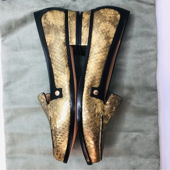 EIGHT FIFTEEN Patti Gold Leather Loafers Size 7.5 - Picture 8 of 10